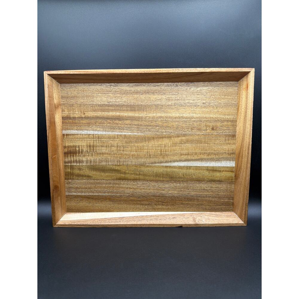 Boarderie Wood Serving Tray Acacia Charcuterie Board Rectangular Raised Edge